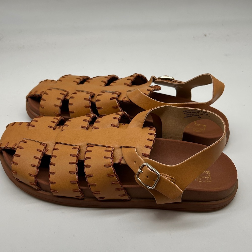 BC Footwear by Seychelles Tan Whipstitch Fisherman Sandals Womens 10 Vegan Flat - Picture 8 of 10